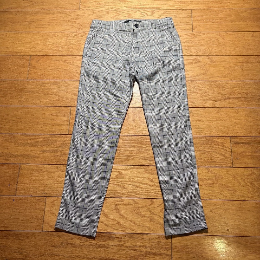 Hollister Skinny Chino Epic Flex Pants Mens Size 29x30 Gray Black White Plaid